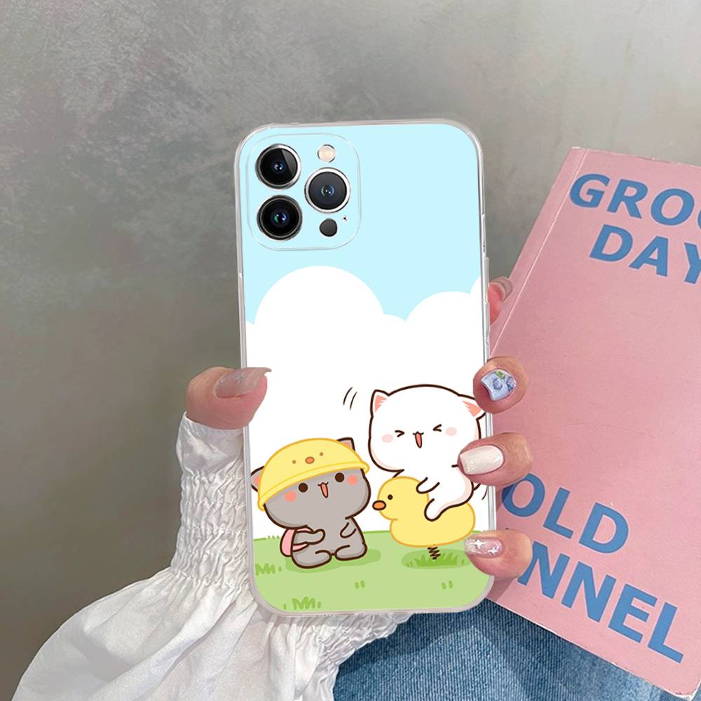 Cartoon Cute Cats TPU Silicone Case for IPhone 11 12 13 14 15 16 17 Pro Max Shockproof Clear Back Cover