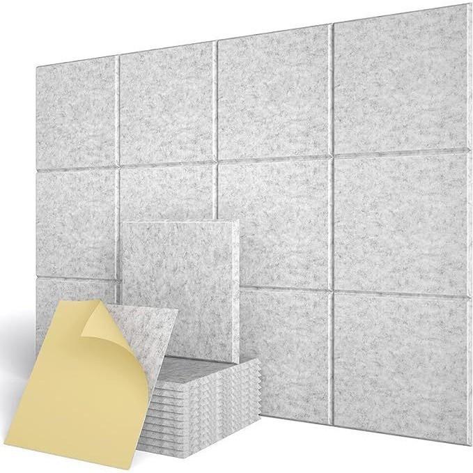 Polyester Fiber Acoustic Panels Soundproof Wall Panels Self-Adhesive Wall Tiles for Home Studio Office Noise Reducing Wall Decor