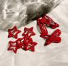 Rotes Harz Stern und Tropfen Haarspangen Set von 10 - Niedliche Seitenclips für Damen Mädchen Tägliches Tragen Festliche Party Accessoires