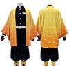 Agatsuma Zenitsu Cosplay Costume Wig Haori Embroidery Top Elastic Pants Belt Rose Net Cos Halloween Christmas Gift