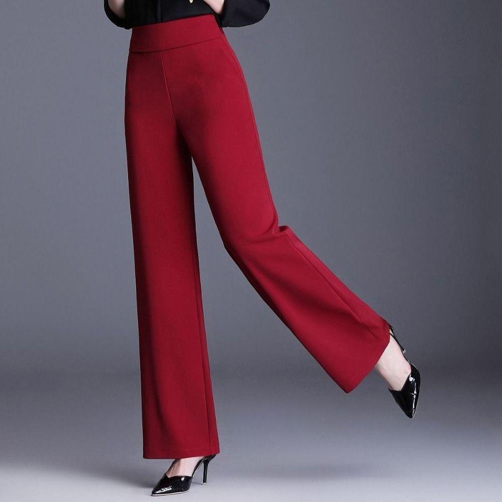 High-Waisted Wide-Leg Women's Pants - All Season Drape, Loose, Slimming, Plus Size, Casual, Straight-Leg, Dance.