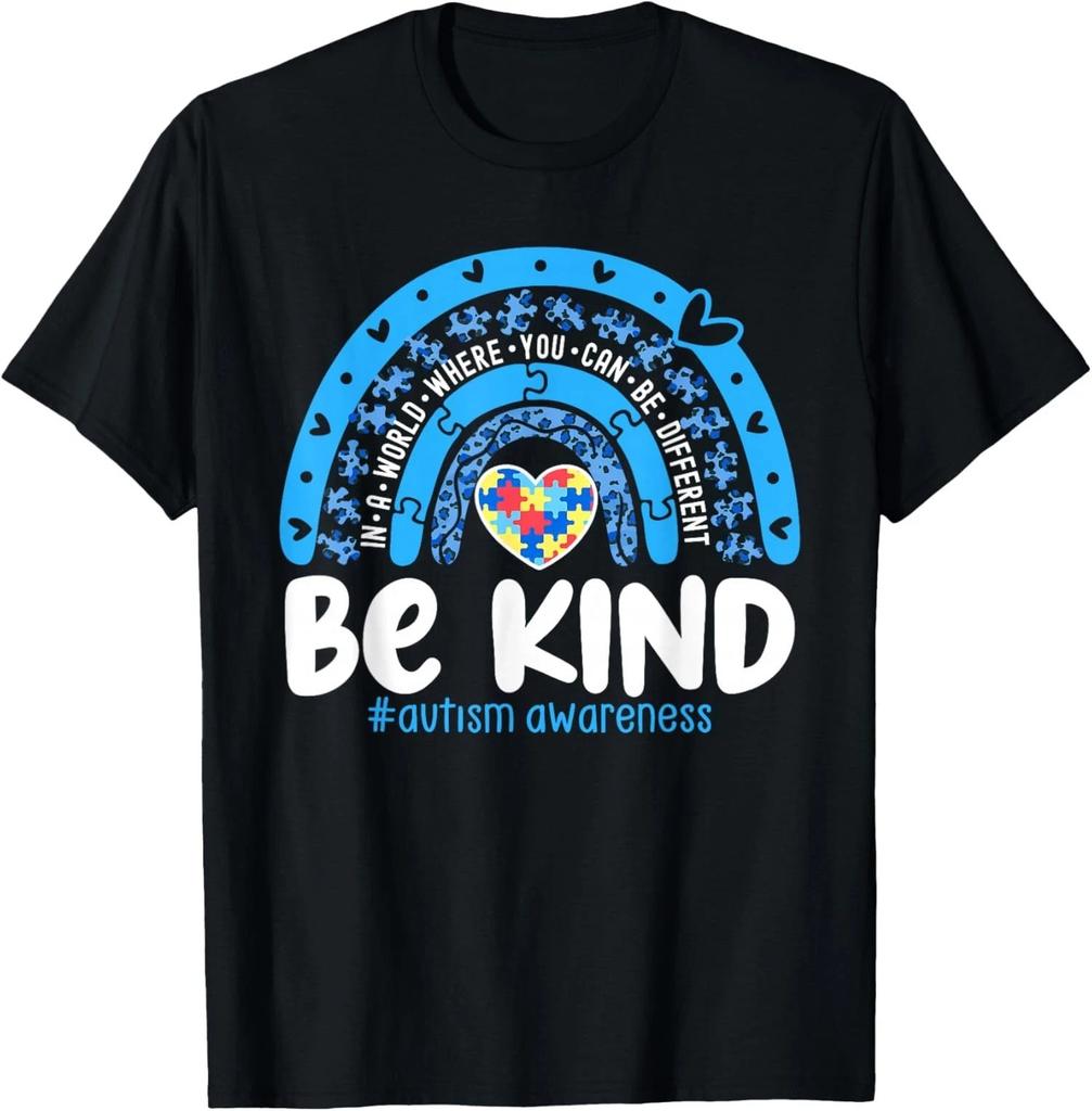 HOT! Autism Awareness April Rainbow Ribbon Unisex T Shirt