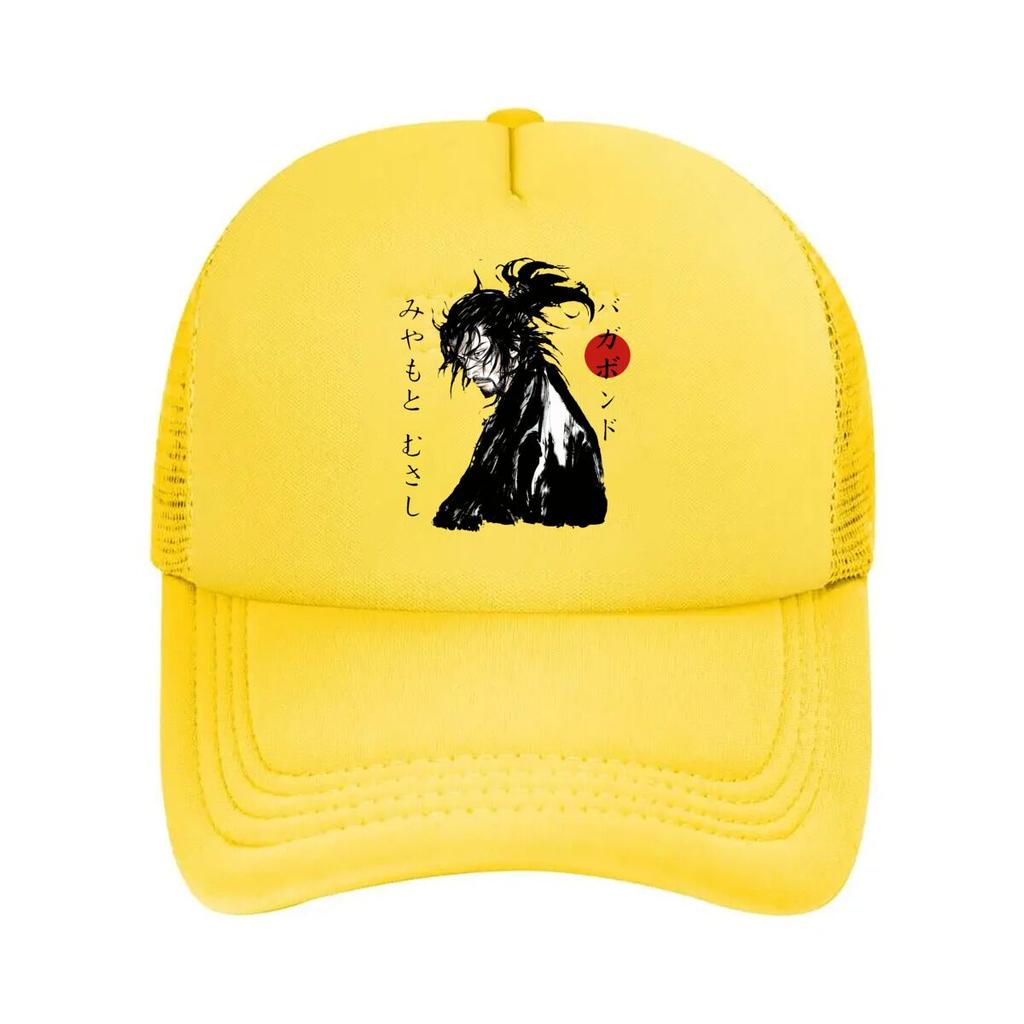 Japanese Samurai Anime Portrait Red Sun Graphic Mesh Baseball Cap For Womens Unisex FeUnisex Beach Dad Hat Hip Hop