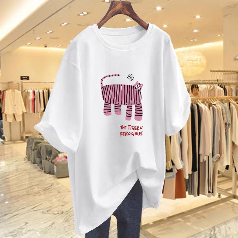 

2025 Summer Couple s Loose Fit Pure Cotton Short Sleeve T-Shirt - Women s American Niche Design L