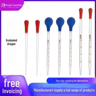 Dropper set av glas: 0,5 ml, 1 ml, 2 ml, 3 ml, 5 ml, 10 ml - pipetter av gummihuvud