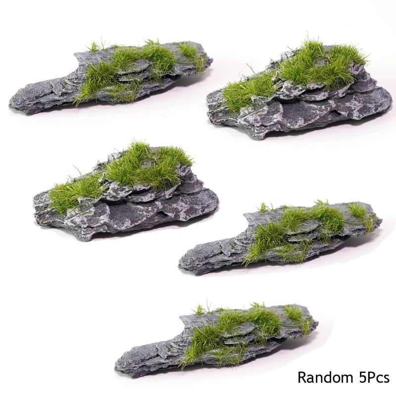 1/5Pcs 3.5-8Cm Length Mini Moss Covered Forest Rock Model Irregular Simulation Rock For Micro-Landscape Outdoor Decoration