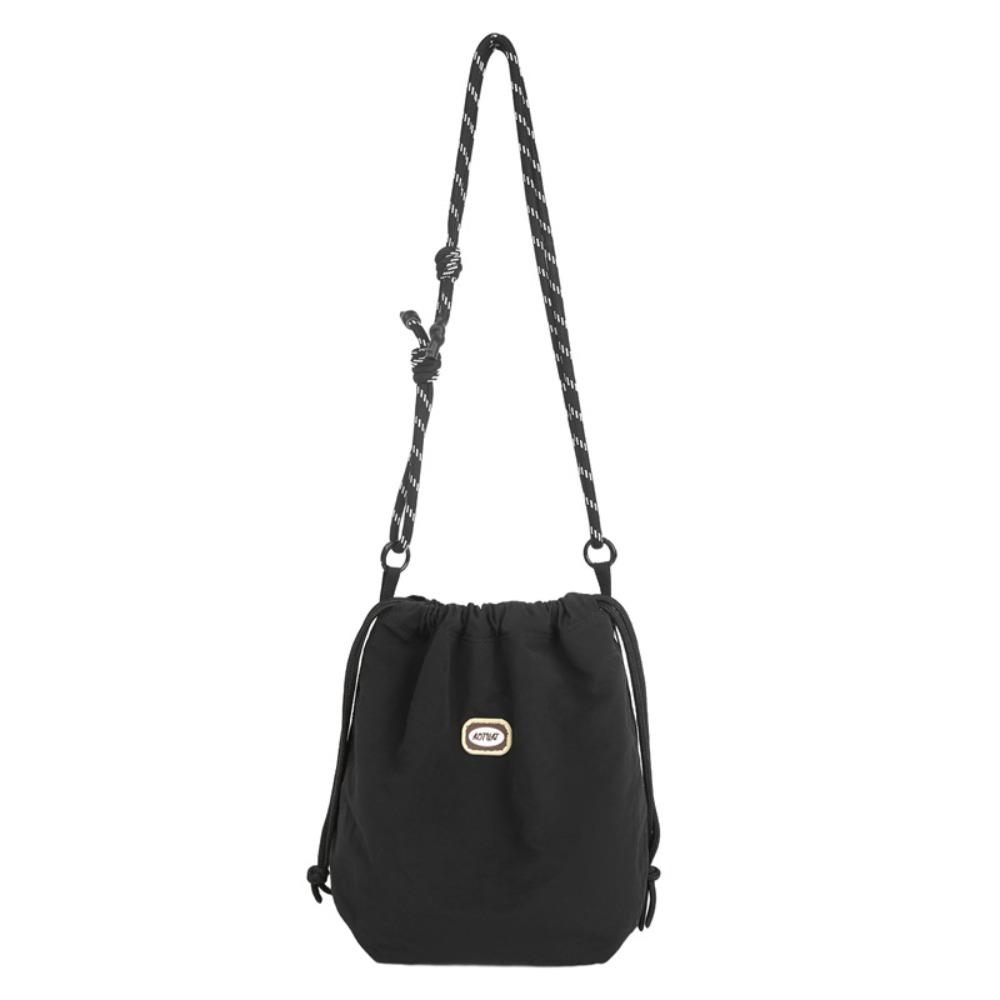 Sports Nylon Shoulder Bag Solid Color Mobile Phone Pack Waterproof Drawstring Crossbody Bag Daily