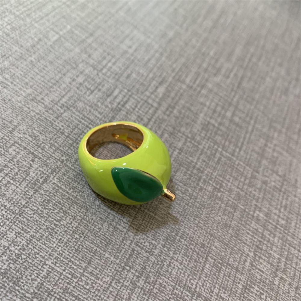 Strawberry Drip Oil Ring Cherry Fruit Enamel Ring Fashion Design Painting Ring  Women