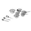 Stainless Steel Cookware Set 4 Soup Pots 2 Pans 1 Spatula 2 Spoons Kitchen Cooking Set for Home