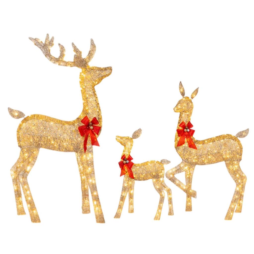 LED Lighted Christmas Deer Sleigh LED Light Up Reindeer Statues Christmas Outdoor Yard Decoration Winter Garden Decoration