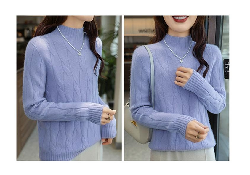 2026 Autumn/Winter Women's Slim Fit Half-High Neck Pure Wool Knitwear