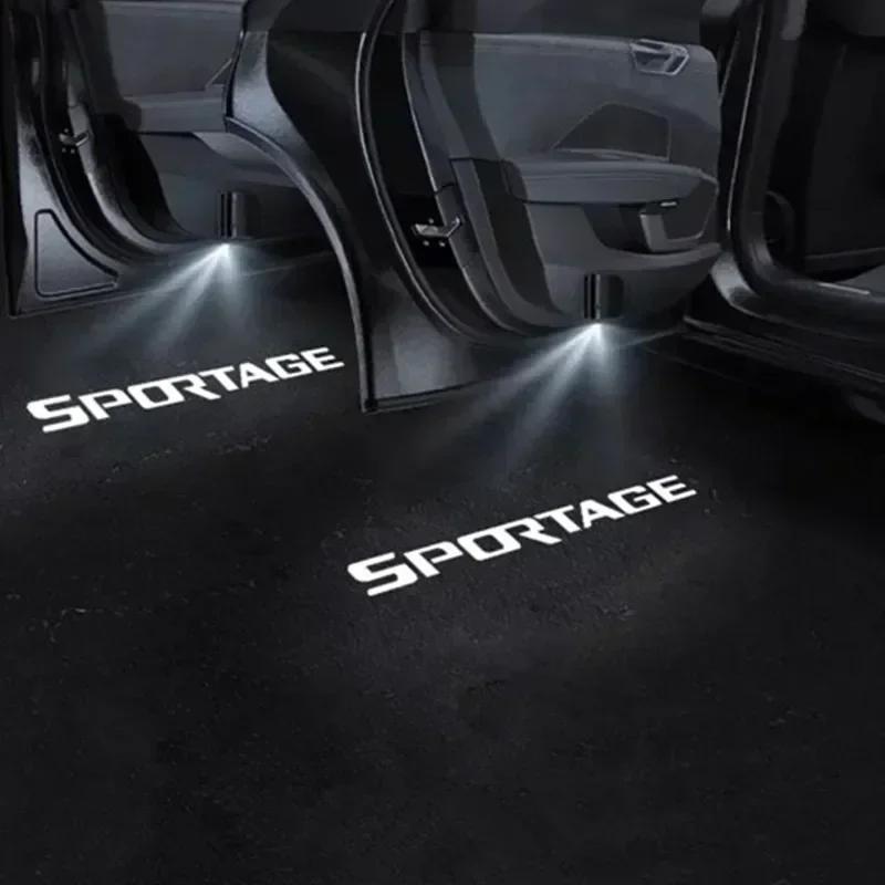 2PCS Welcome Door Light Car Projector Lamp LED Courtesy Wireless Decoration Compatible For KIA Sportage Car Accessories