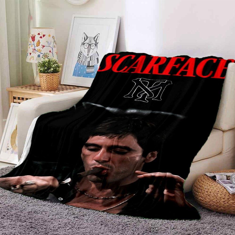 

1pc Scarface-Inspired Flannel Blanket - Soft Cozy All-Season Throw for Bedroom, Sofa, Camping, Travel - Perfect Gift for Movie FansB10 80cmx120cm(31inx47in)