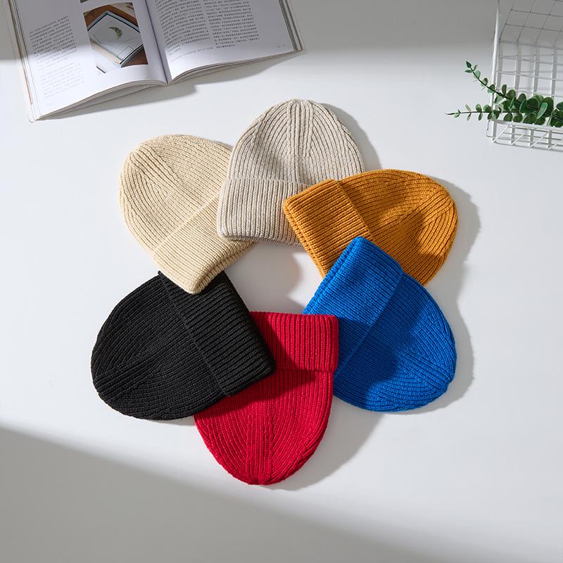 2025 Autumn/Winter Unisex Thick Knit Wool Hat - European & American Inspired Korean Style