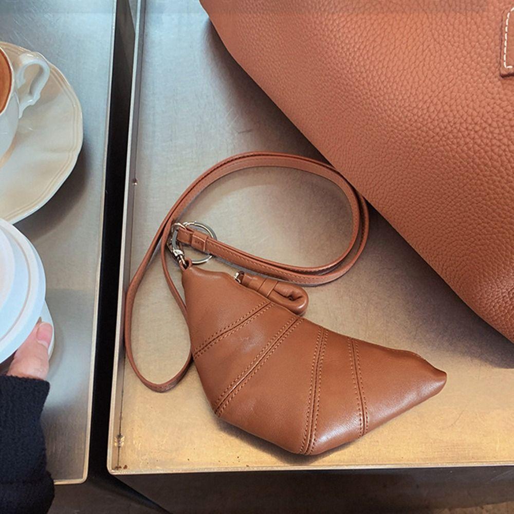 Wallet PU Croissant Bag Lipstick Earphone Bag Hanging Neck Coin Purse Portable   Streetwear