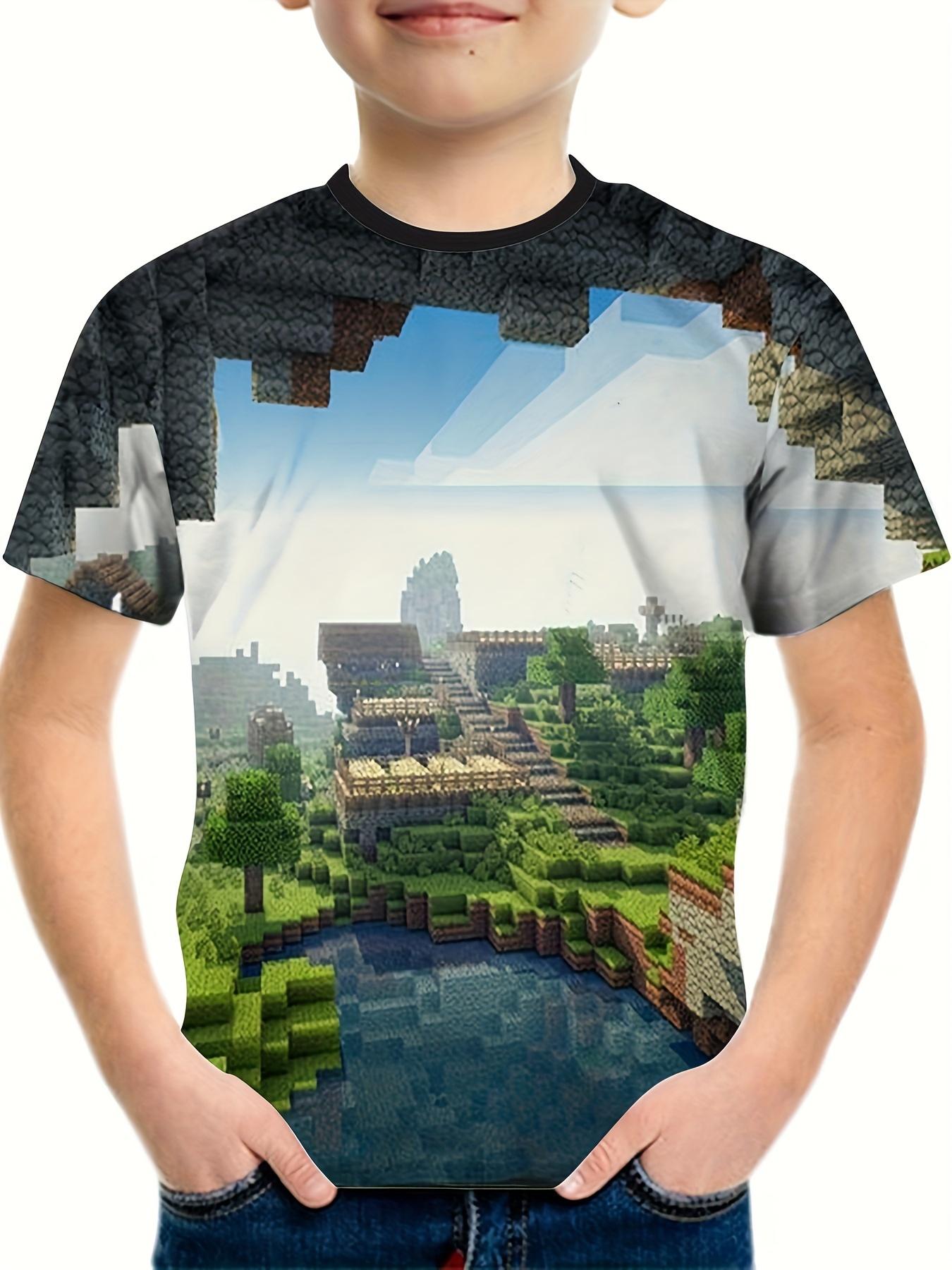 Men look 3D Clothes Kinderkleding Jongens T-shirt Korte Mouw Kinder T-shirts 3D Bouwstenen Print Grappige Kinder Zomerkleding Meisjeskleding 130