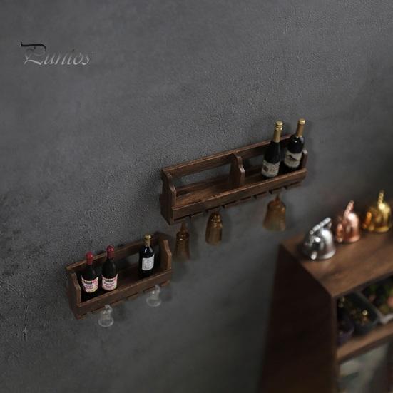1:12 Dollhouse Miniature Wine Bottles Shelf Fruit Box Set Wall Mounted Display Durable Natural Material Smooth Finish Perfect Collectible Gift for