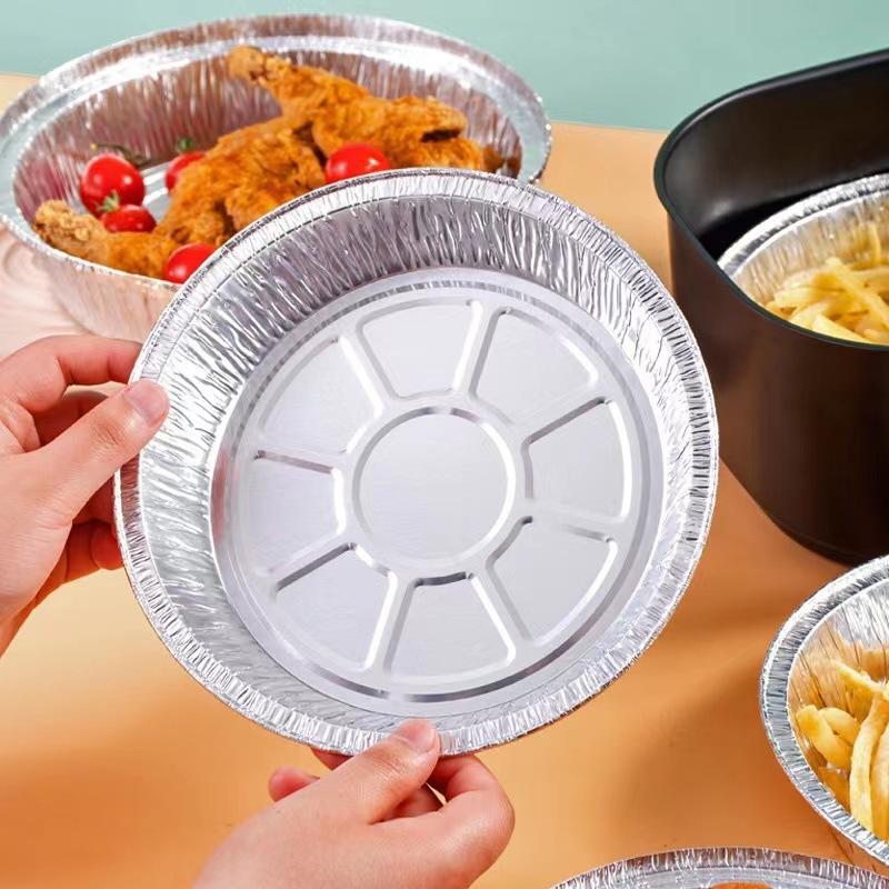 10Pcs Household Aluminium Foil Trays Air Fryer Special Oil Proof Food Safe Pans for Baking Roasting Food Storage