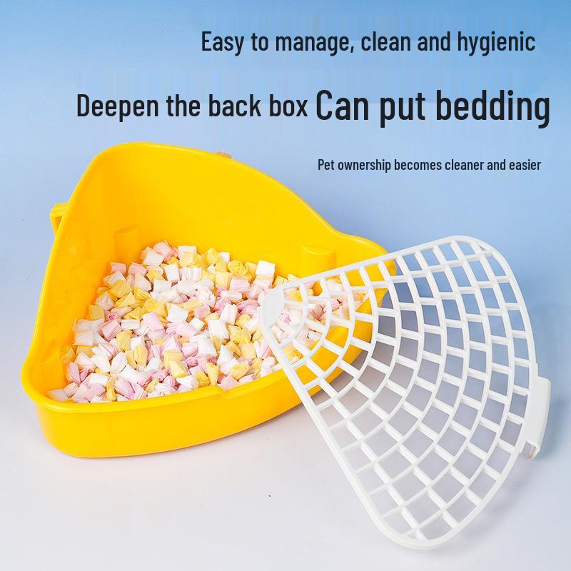 Anti-Splash Large Capacity Triangle Potty for Rabbits, Chinchillas, and Guinea Pigs