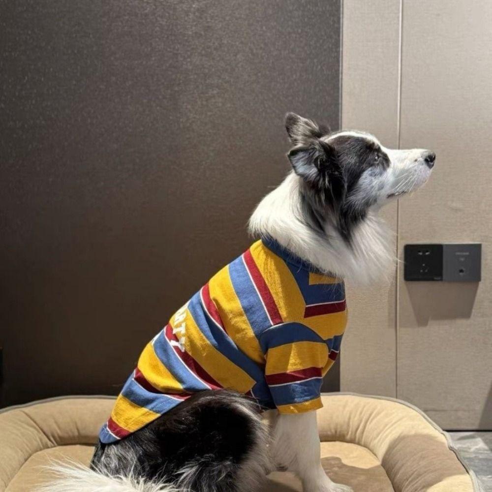 Pet Supplies Large Size Dog Stripes Vest Comfortable Soft Pet Summer T-Shirt Cool Breathable Dog Short Sleeve Beach Travel