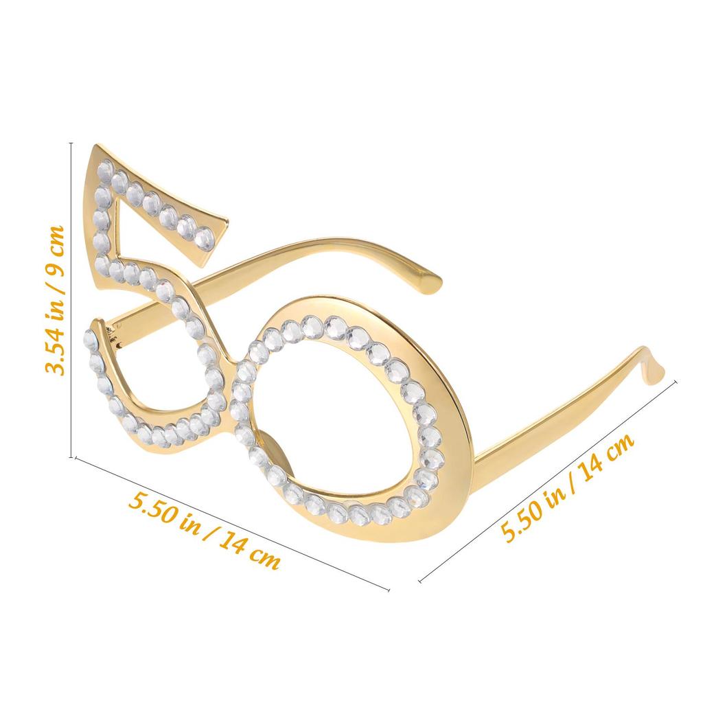 1PC 50 Digital Shaped Glasses Lightweight Plastic Frame Glitter Rhinestone Novelty Eyewear Birthday Party Anniversary