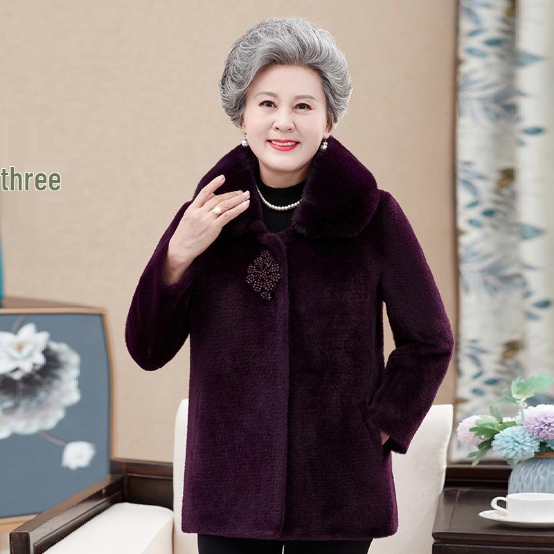2025 Women's Fashionable Winter Coat for Elderly - Stylish Faux Mink Velvet Warmth for Middle-aged & Seniors