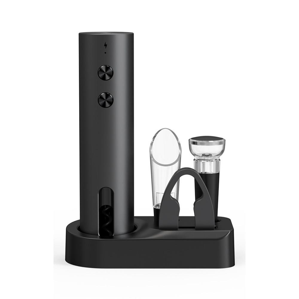 Rechargeable Electric Wine Opener Set Automatic Corkscrew with Foil Cutter Wine Pourer Vacuum Stopper Bar Accessories Kit