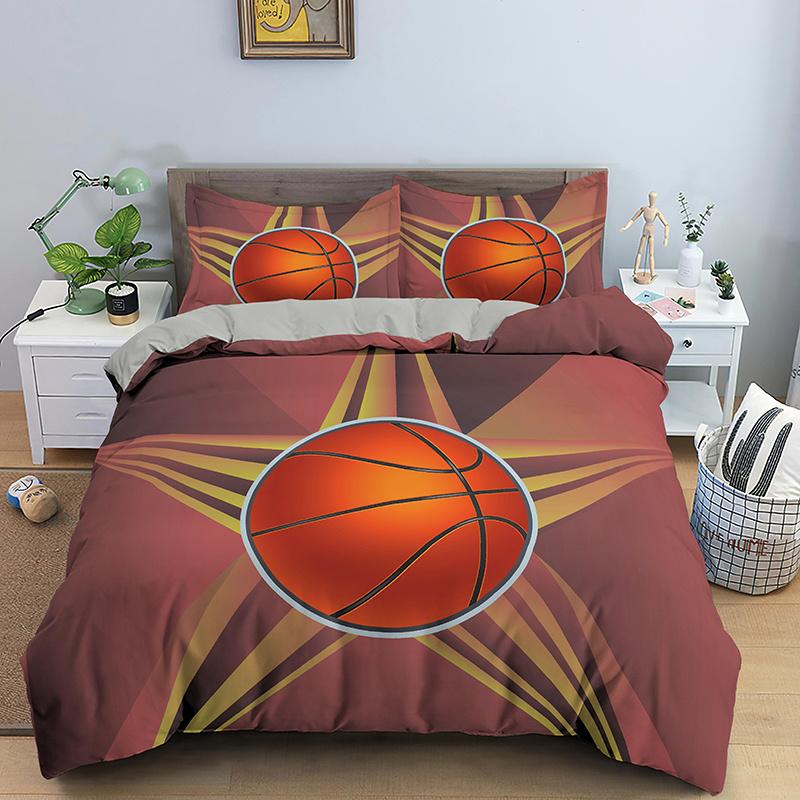 Juegos de Cama de Baloncesto del Norte de Europa Textil para el Hogar Patrón de Pelota Funda Nórdica Funda de Almohada Ropa de Cama Tamaño Individual/Queen/King