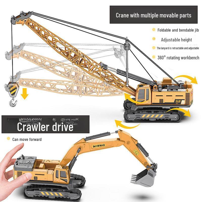 Alloy Engineering Toy Set: Excavator, Bulldozer, Crane, Mixer Truck
