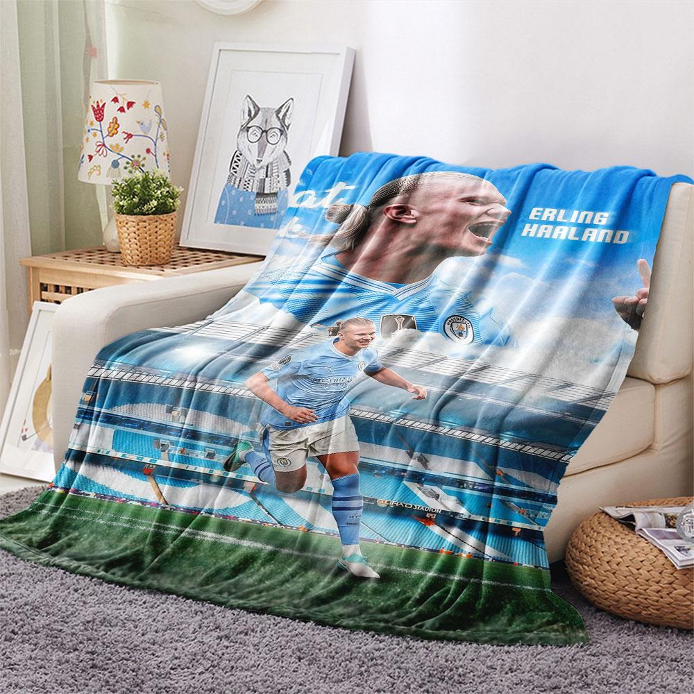 Haaland Football FlAannel Blanket, High Quality Comfortable for All Seasons, Home Decor, Warmth and Comfort