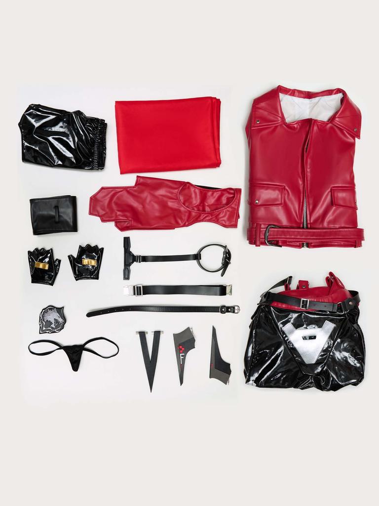 Miccostumes Erwachsenen Anime Spiel Mädchen Cosplay Lang Rot Ausgefallenes Outfit Set Damen Göttin/Schönes Kostüm, Niedlich, Moe, Cool, Kostüm, Ärmel, Kapuzenpullover,