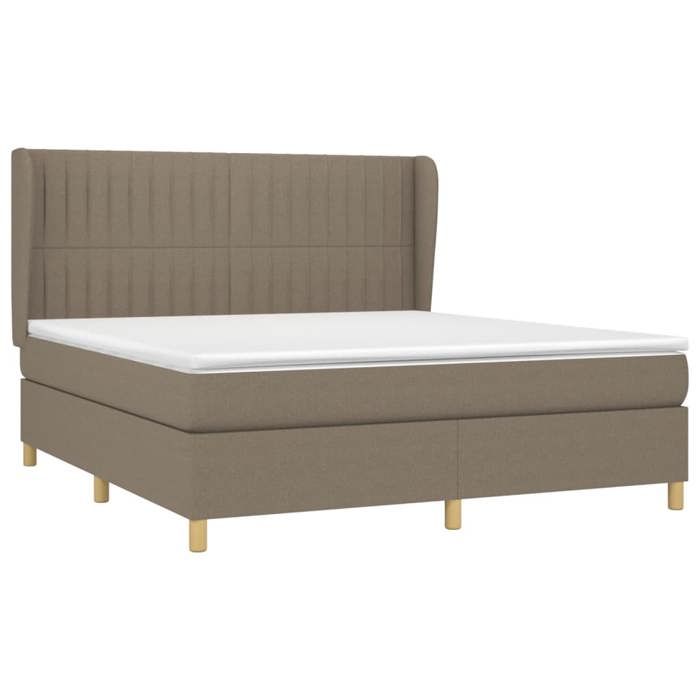 3128705 vidaXL Lit à sommier tapissier avec matelas Taupe 180x200 cm Tissu