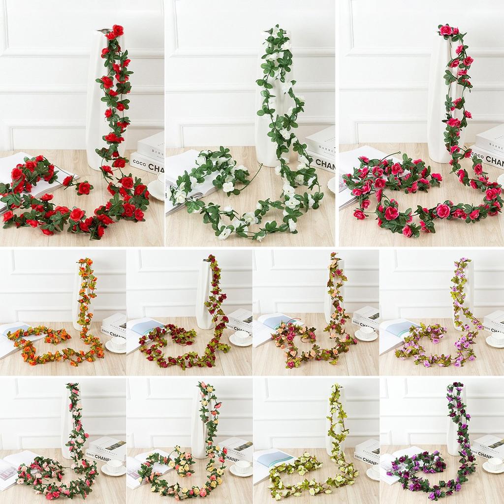 Stilig 45 Blomster Silk Rose Flower Hanging Garland for Study Room decor