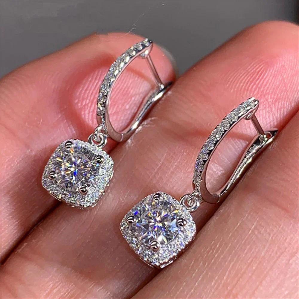 Engagement Mid Length Pendant Earrings Jewelry Elegant Shiny Mosan Diamond Beautiful Gift Milan Girl Fashion Accessories
