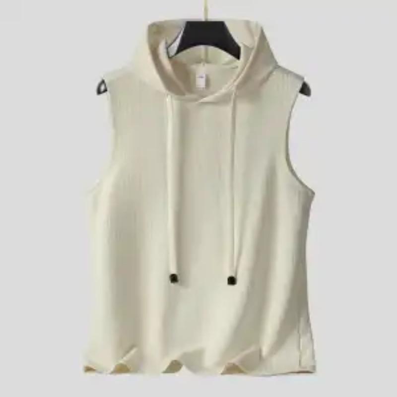 Mens Casual Solid Color Sleeveless Hoodie Vest