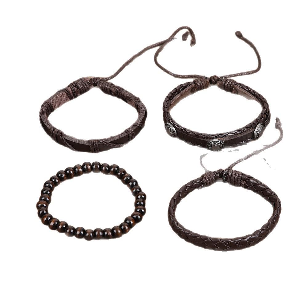 Multi-Layer Tree of Life Wood Bead Men's Bracelet Set: Retro European-American Style