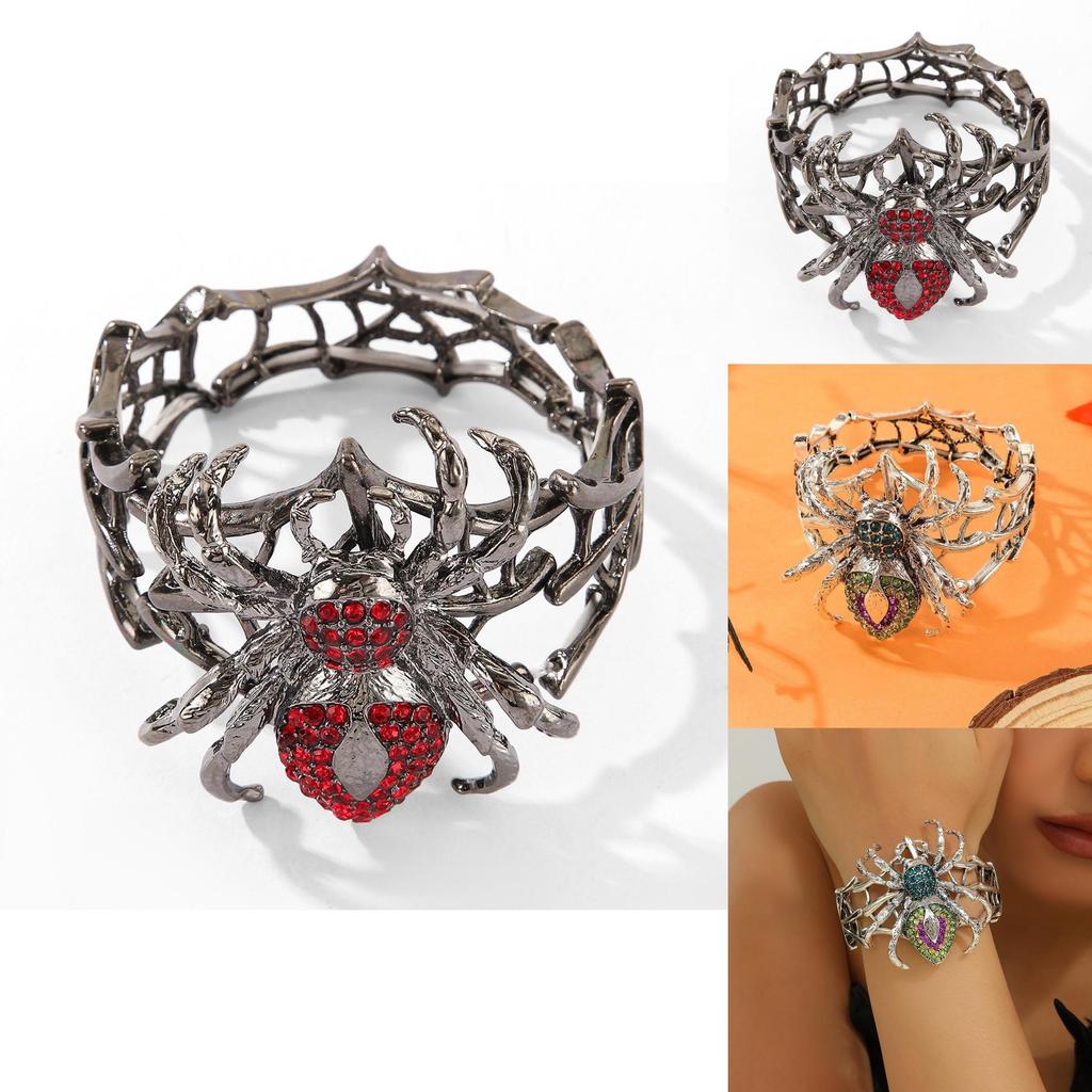 Halloween Punk Alloy Spider Bracelet With Rhinestones For Party Decor