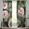 Rose Flowers And Leaves Sheer Curtains For Living Room Window Transparent Voile Tulle Curtain Bedroom Drapes Home Decor