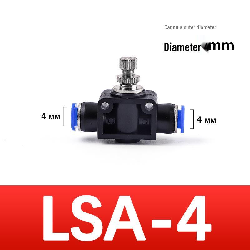 Zawór dławiący do węża pneumatycznego LSA4 PA6, regulacja prędkości, regulowany przepływ, jednokierunkowy zawór odcinający