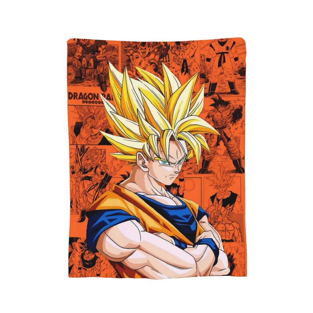 Super Saiyan DBZ Blankets Fleece Summer Air Conditioning Multifunction Throw Blankets for Bedding Bedroom Bedding Throws