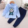Winter Kids Long Sleeve O Neck T Shirt Pants Set Casual Baggy 2pcs Suit Cotton Cartoon Printes Outfit