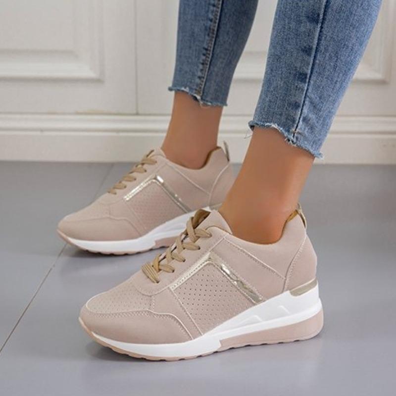 Lässige Damen-Sportschuhe mit dicker Sohle, modische Schnür-Sportschuhe mit dicker Sohle, bequeme, leichte Outdoor-Laufschuhe