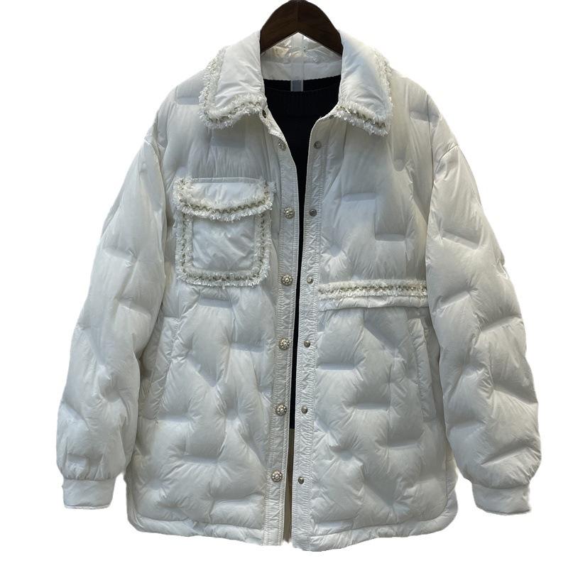 Xiaoxiangfeng down  women's medium and long 2024 winter new fashionable foreign-style white duck down warm