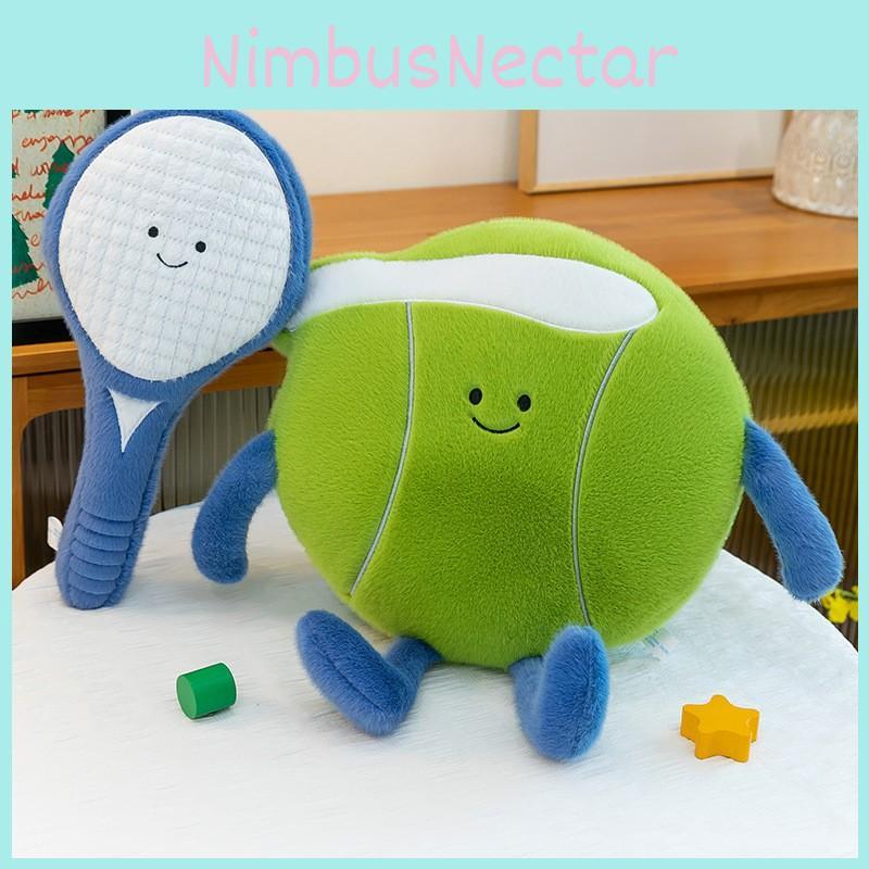 Cartoon Style Tennis Ball Pillow With Soft Plush Cover For Children