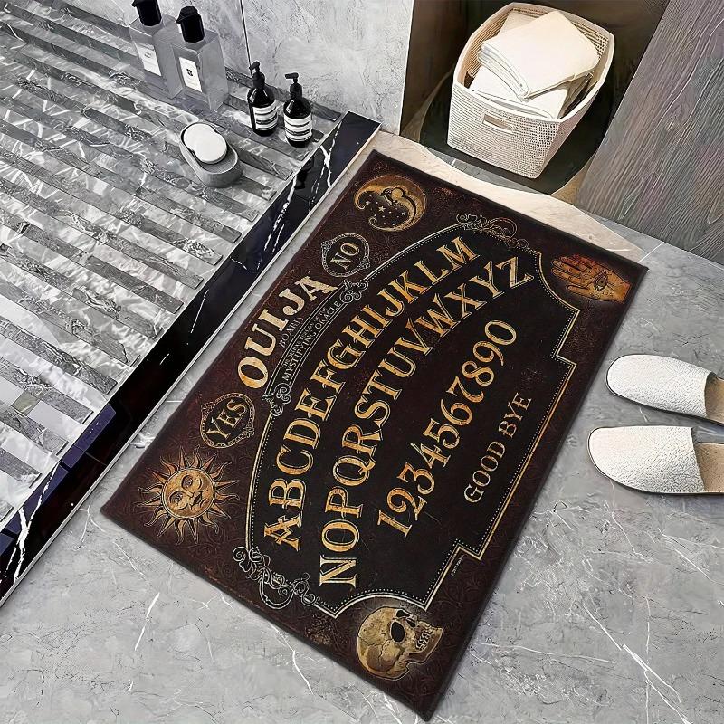 Spooky Ouija Skull Halloween Doormat Durable Indoor Outdoor Rug for Haunting Perfect Welcome Mat for Entryways Patios Home Decor