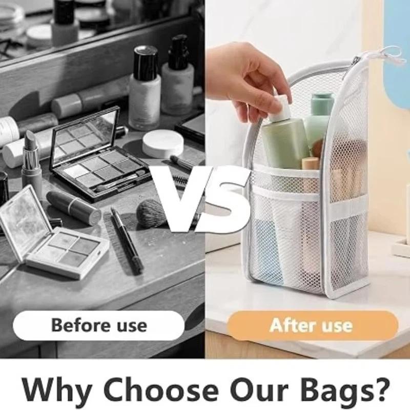 1/2/4Pcs Portable Eva Travel Foldable Toothbrush Cosmetic Organizer Standing Mesh Toiletry Bag Women Bathroom Storage Pouch