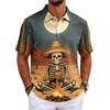 Men's Halloween Printed Short Sleeve Shirt for Party and Daily Wear