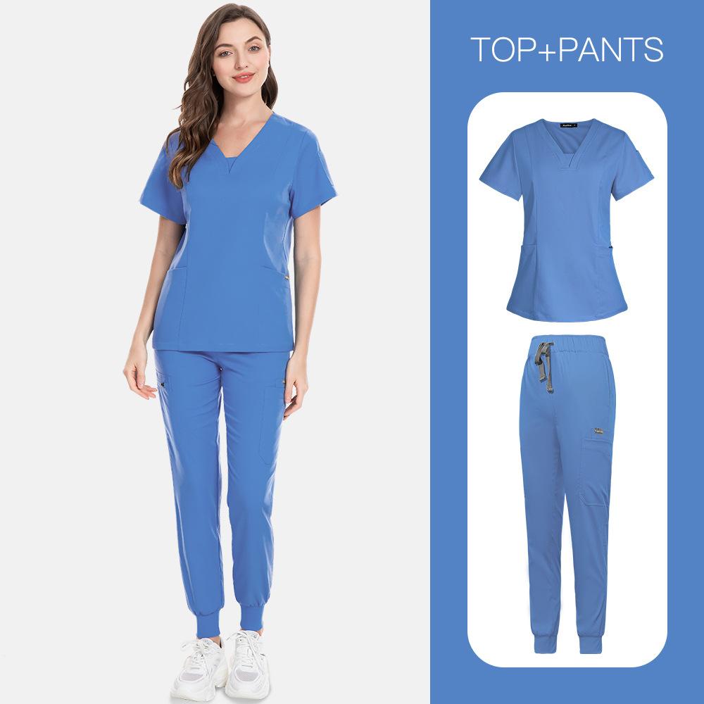 Hot-Selling Nurse Uniforms, Men'S And Women'S Same Scrub, Short-Sleeved Trousers, Two-Piece Set, Thick Casual And Comfortable Work Clothes