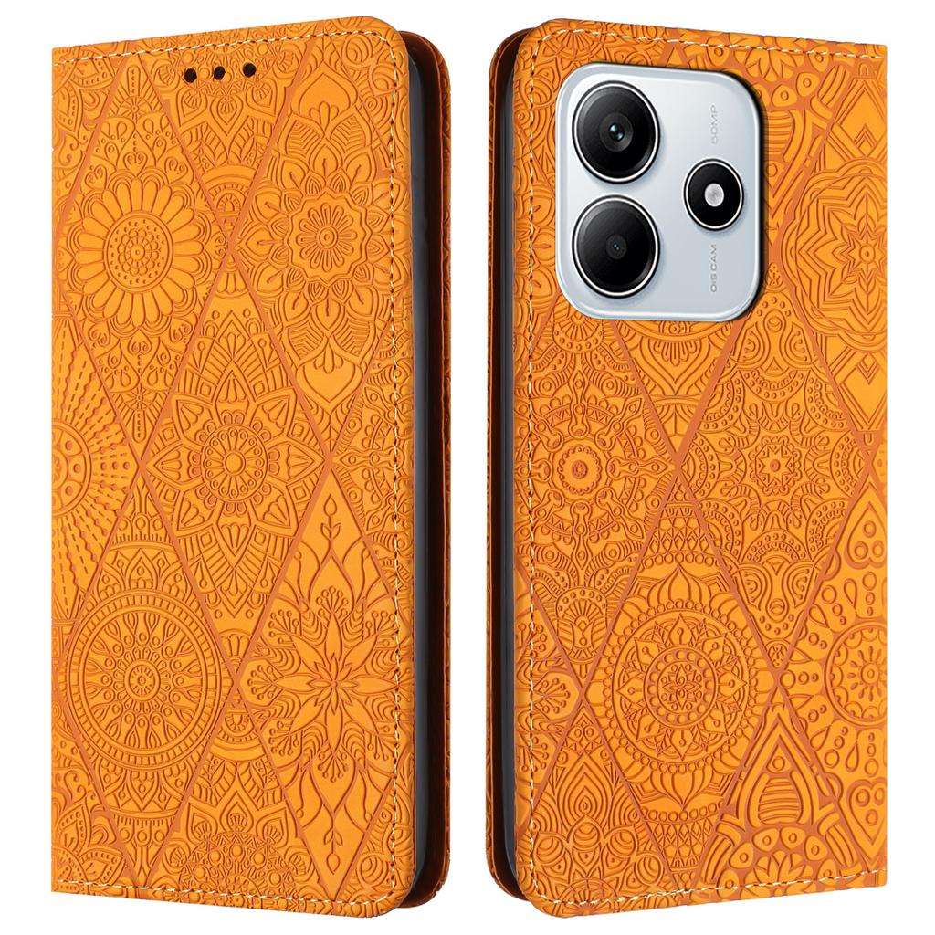 Etui dla Xiaomi Redmi Note 14 5G z nadrukowanym kwiatem, portfel, podstawka, skórzany pokrowiec na telefon