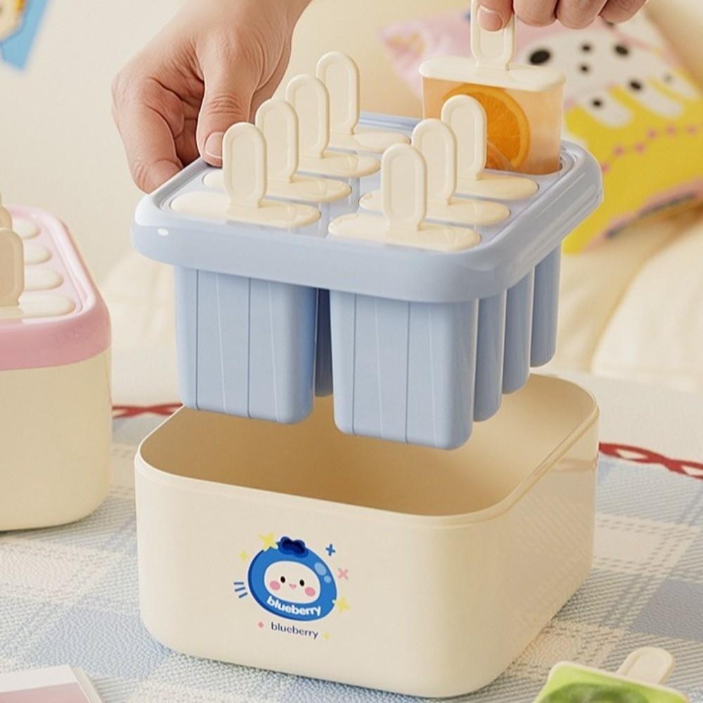 Cartoon Maker Ice Pop Trays 8 Grids Ice Pop Maker Food Grade Ice Cream Box Summer